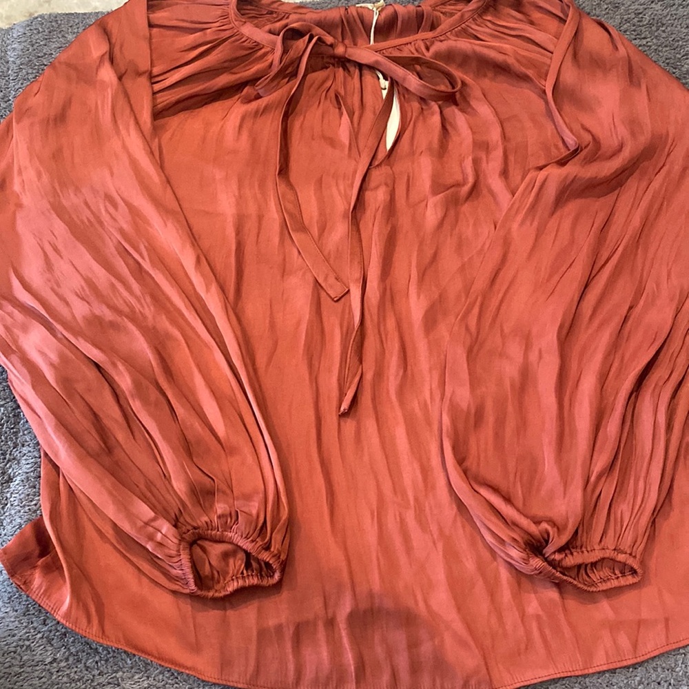 Burnt orange long sleeve blouse. Size medium
